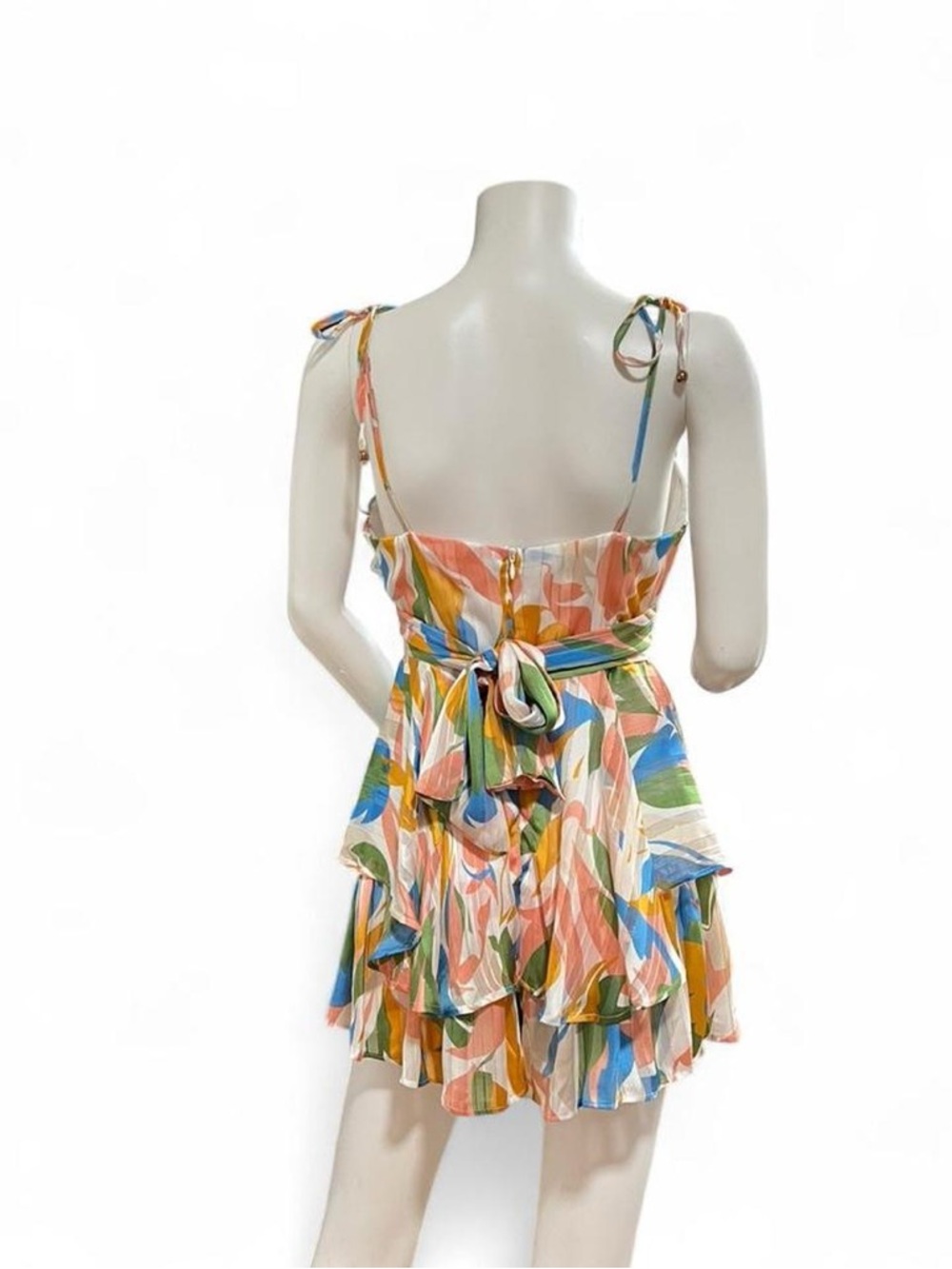Luxxel Multicolor Striped Floral Tie-Shoulder Romper - Picture 7 of 8